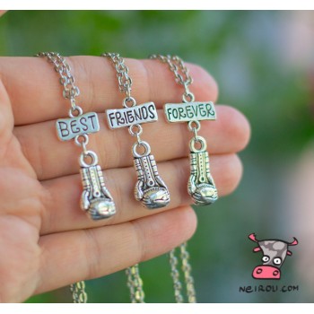 Кулон для троих друзей "Best Friends Forever. Боксерская перчатка. Цена за набор